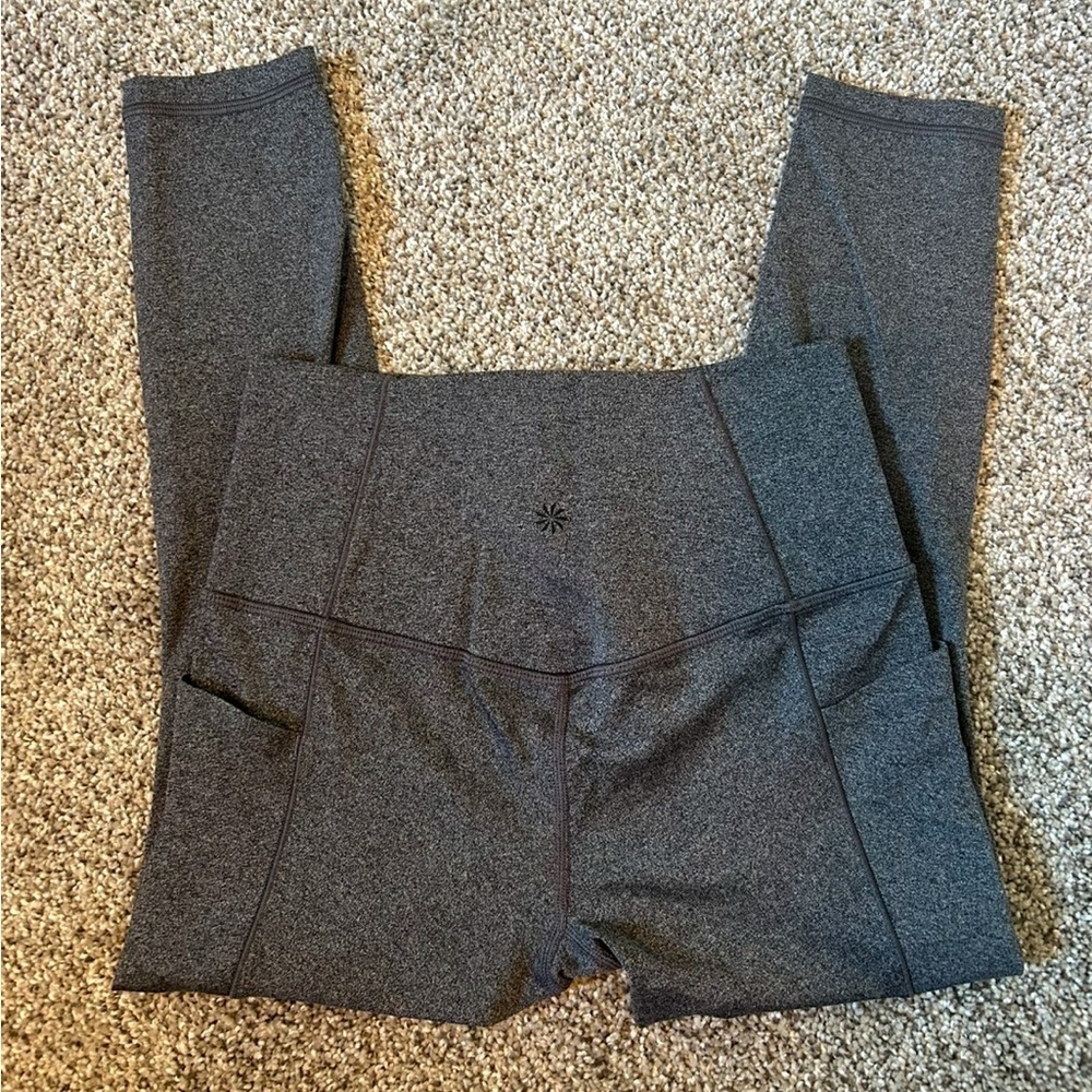 Athleta crop Gray High-Waisted pocket Leggings